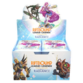 Présentoir de boosters Rift&Loot Riftbound Radiance League of Legends avec illustrations de champions colorées