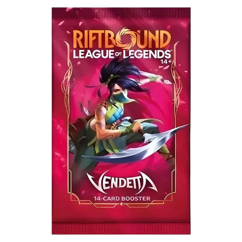 Booster Rift&Loot de 14 cartes Riftbound League of Legends édition Vendetta avec illustration d'Akali