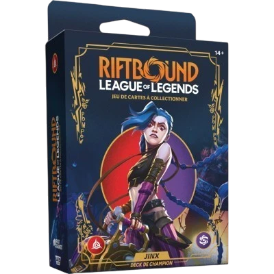 Deck de champion Jinx pour le jeu de cartes Rift&Loot Riftbound League of Legends avec illustration dynamique